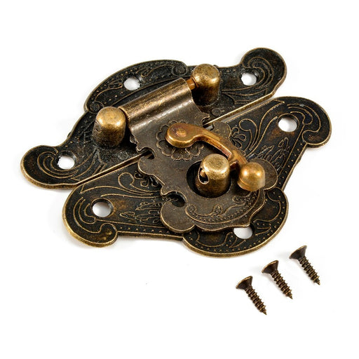 5pcs Antique Decorative Latch Vintage Jewelry Wooden Box Hasp Buckle Pad Chest Lock Retro